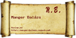 Manger Balázs névjegykártya