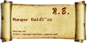 Manger Balázs névjegykártya